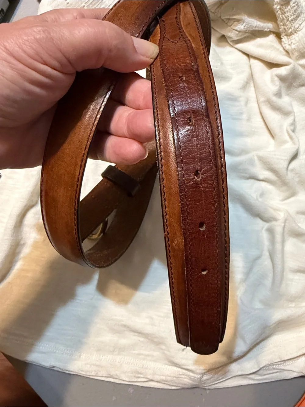 Belt - Leather - 1” wide x 40” to 44” brown - good condition